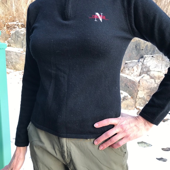 Nautica, merino wool zip T sweater black Medium - Picture 2 of 6